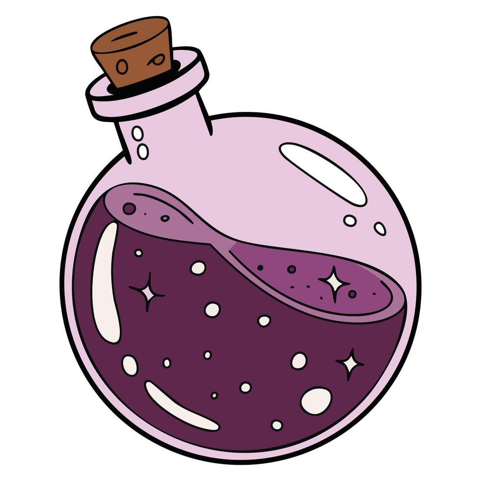Alchemy potion colored flask vial illustration suitable for fantasy graphics magical projects mystical artwork and game design visuals vector
