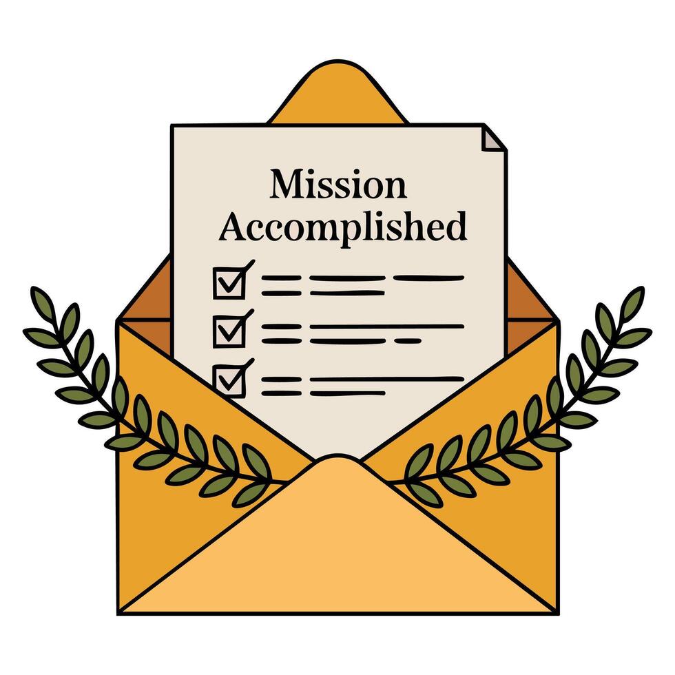 Isolated illustration of document inside envelope icon. Great for office, message, email, correspondence, mail, and communication themed designs. vector