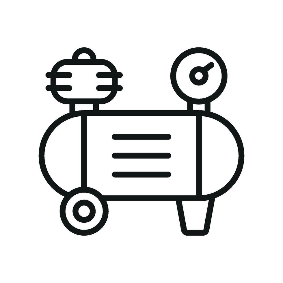 Compressor line icon symbolizing workshop power and industrial utility vector
