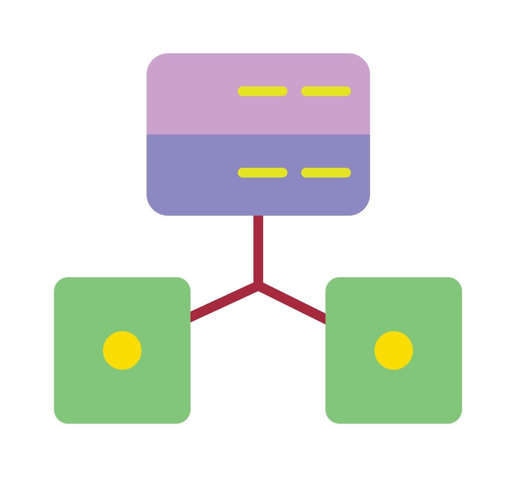 Modern flat design icon of a server and network architecture. A colorful symbol for data hosting and IT. vector