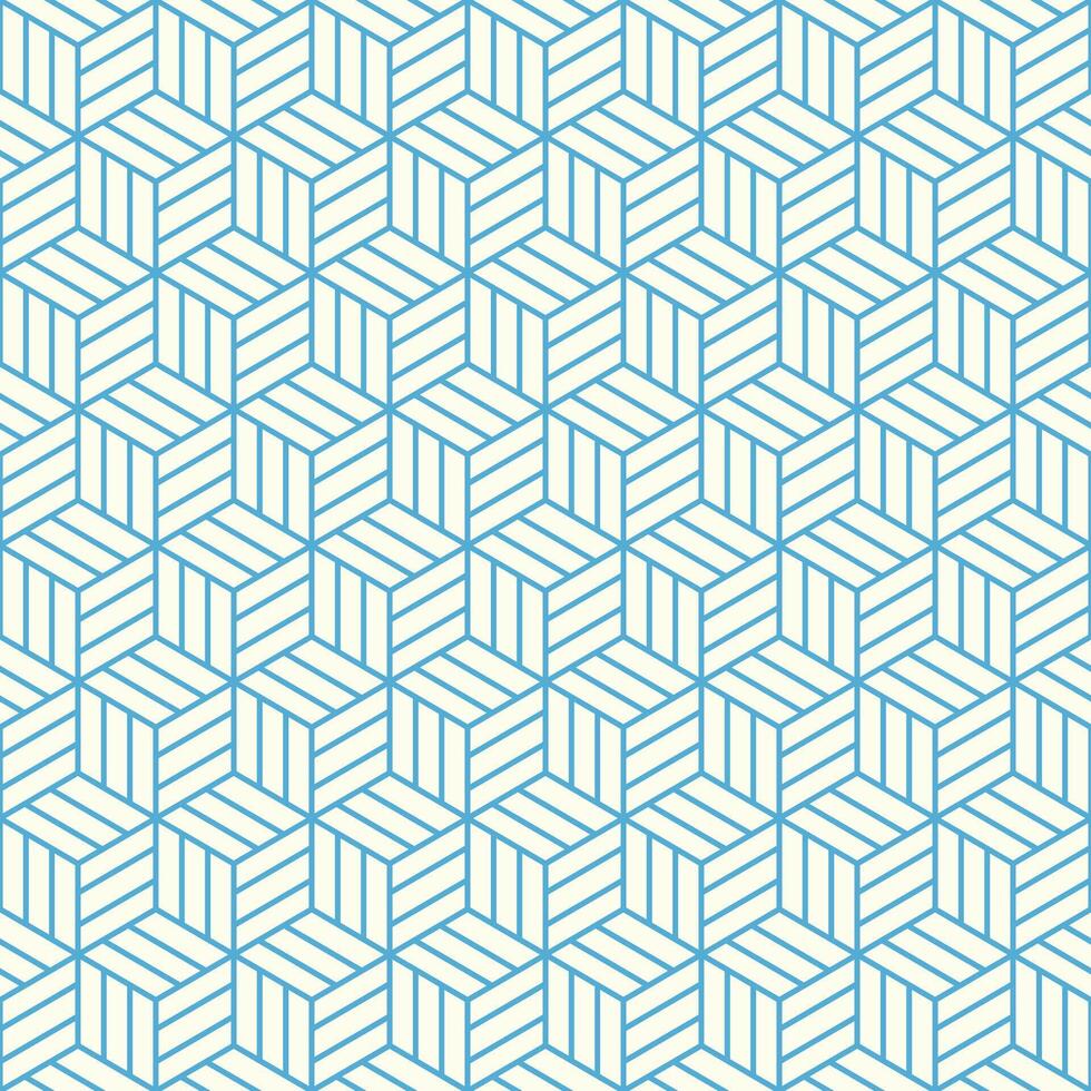 Seamless pattern with geometric cube hexagon illusion in blue and white, abstract modern 3D texture, decorative surface design for wallpaper, wrapping, fabric, tile, minimal background style vector