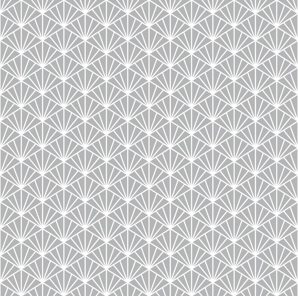 Seamless pattern with geometric fan shaped triangles, decorative black and white abstract design, modern minimal repetitive background, stylish symmetrical wallpaper, digital fabric texture vector