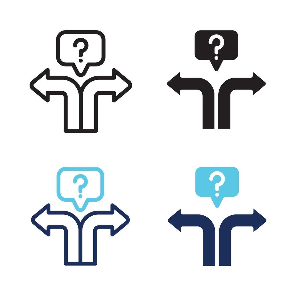 Decision Making icon set multiple style collection. Style Include outline, solid, dual tone. vector