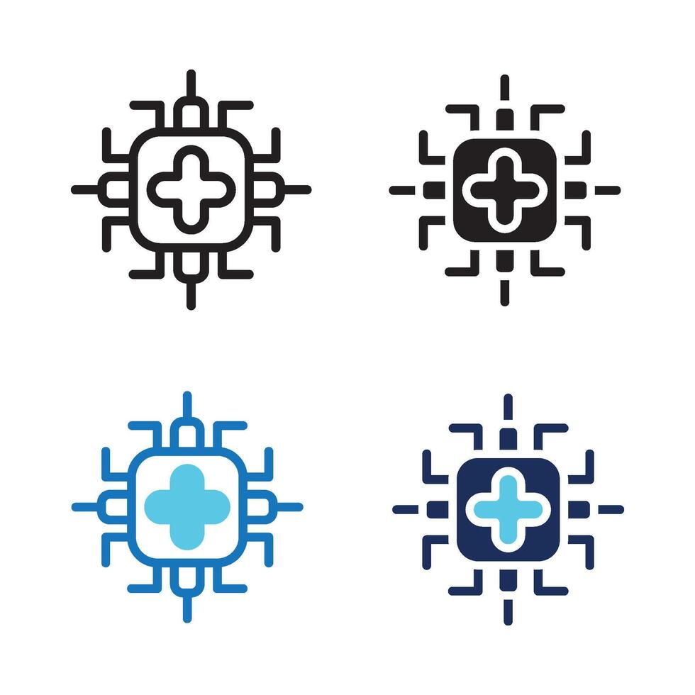 Ai Diagnosis icon set multiple style collection. Style Include outline, solid, dual tone. vector