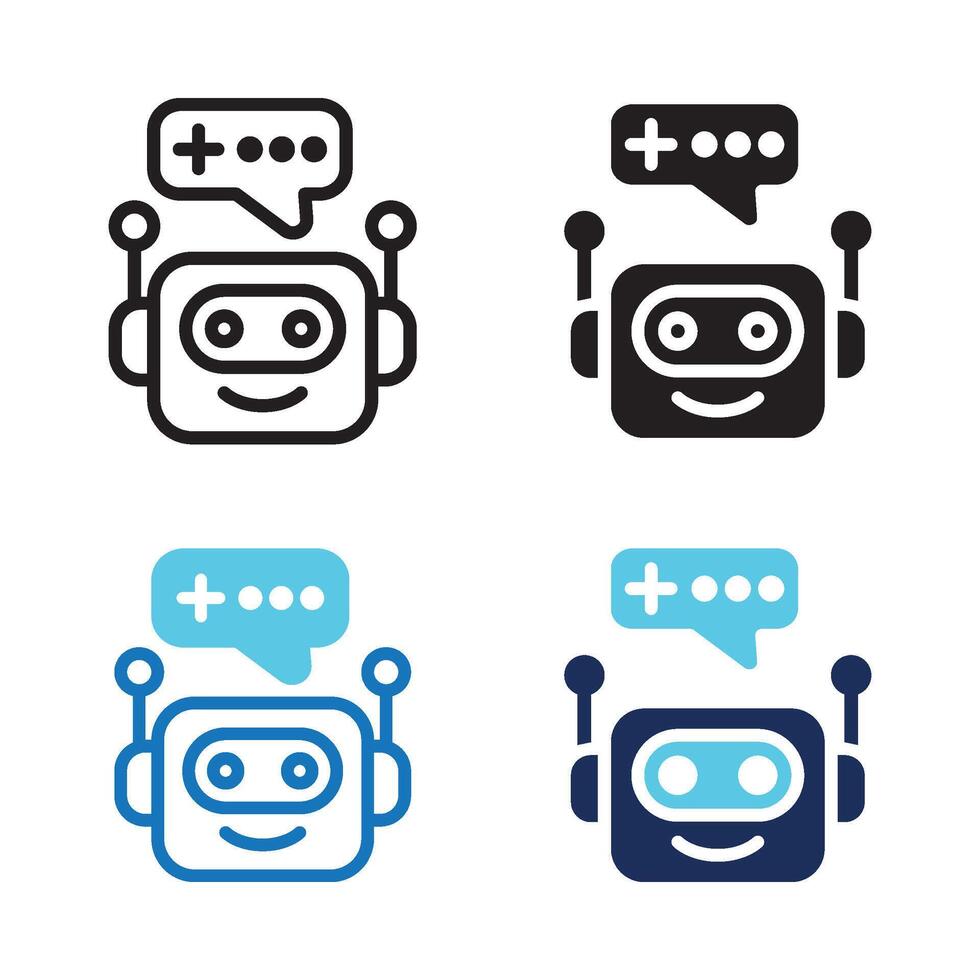 Chatbot icon set multiple style collection. Style Include outline, solid, dual tone. vector