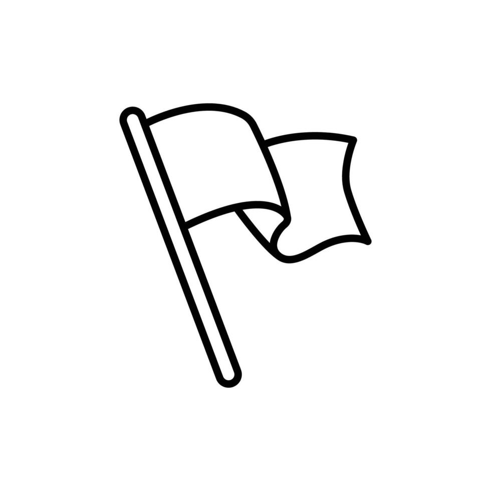 Waving flag icon. Simple outline style. Start, finish, pole, point, shape, location, pin, mark, map, pennant, flutter, place marker concept. Thin line symbol. Isolated design vector