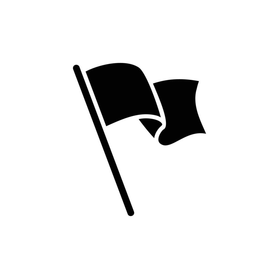 Waving flag icon. Simple glyph style. Start, finish, pole, point, shape, location, pin, mark, map, pennant, flutter, place marker concept. Silhouette, solid symbol. Isolated design vector