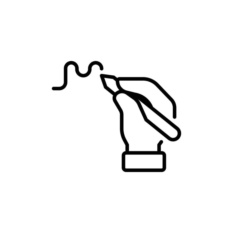 Handwriting recognition icon. Simple outline style. Hand holding pen, writing signature, conclusion contract, authentication technology concept. Thin line symbol. Isolated design vector