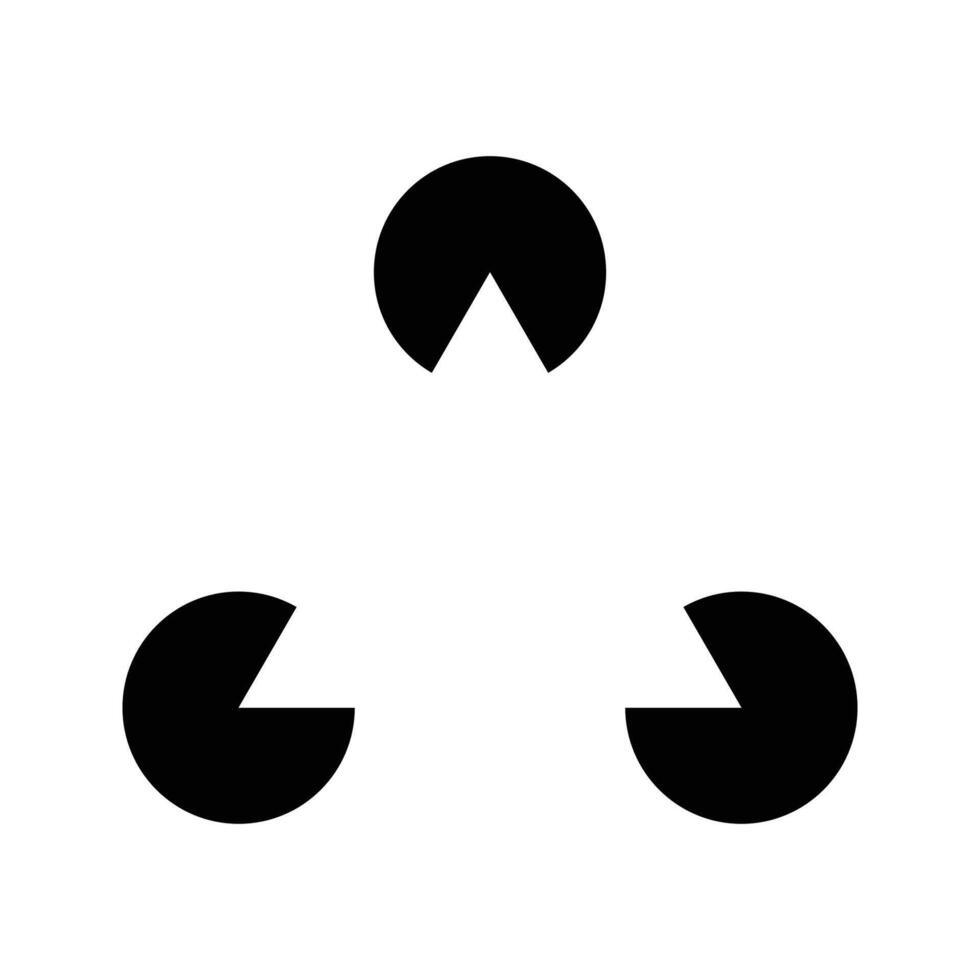 Gestalt triangle Geometric figures example Illusion illustration, negative space triangle vector