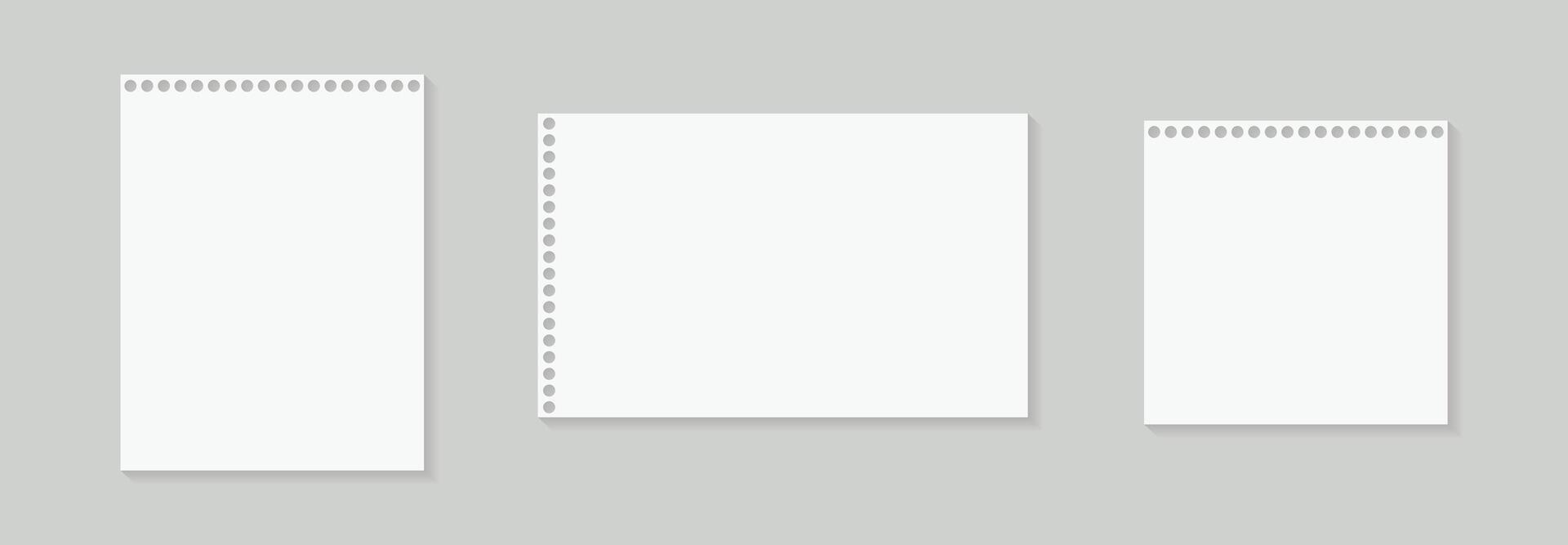 set Realistic drawing paper sheet, Blank paper or drawing paper, White plain notebook paper. vector