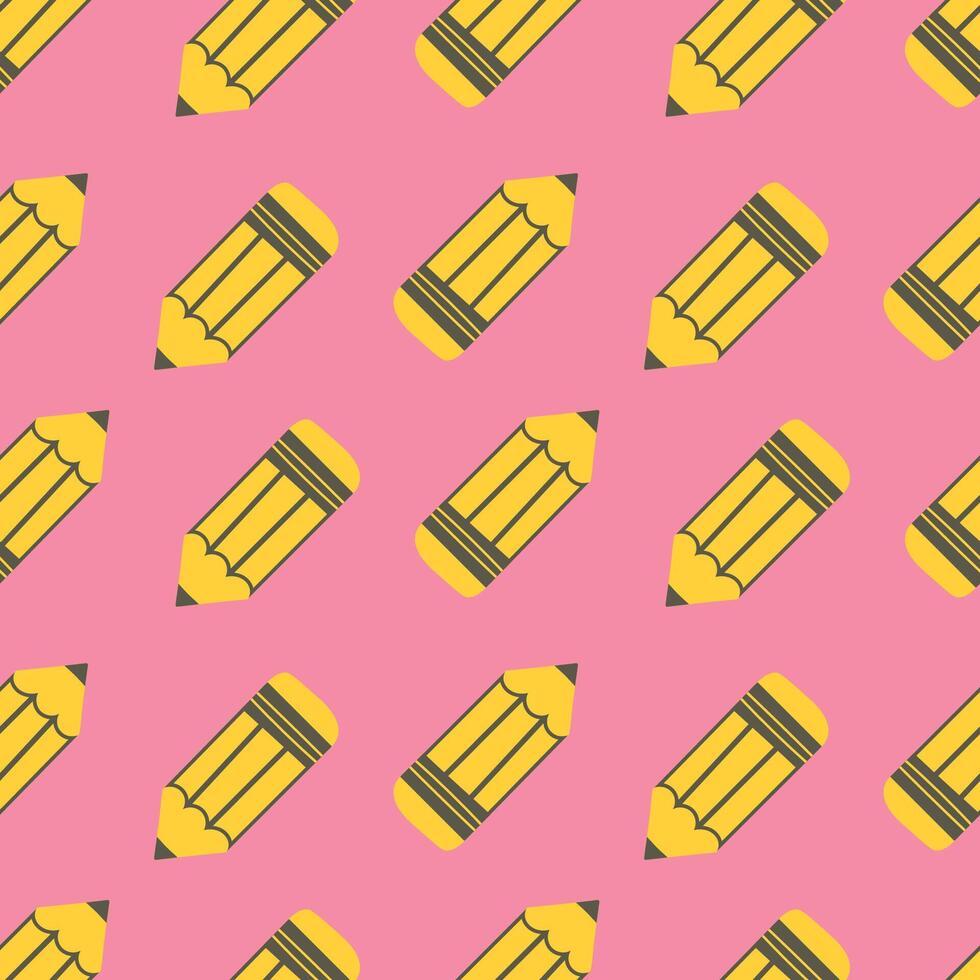 Seamless pattern with yellow pencils on a pink background. Seamless pattern for textiles, packaging, backgrounds vector