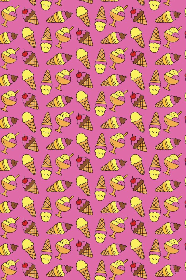 Ice cream cones and cups pattern vector
