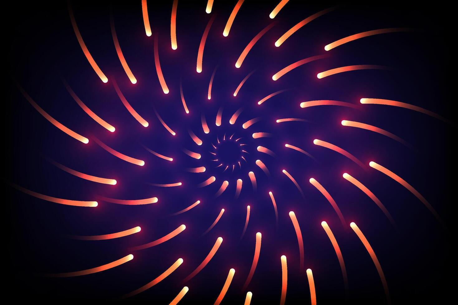 Dynamic abstract design with glowing spiral light trails creating a vibrant radial effect vector