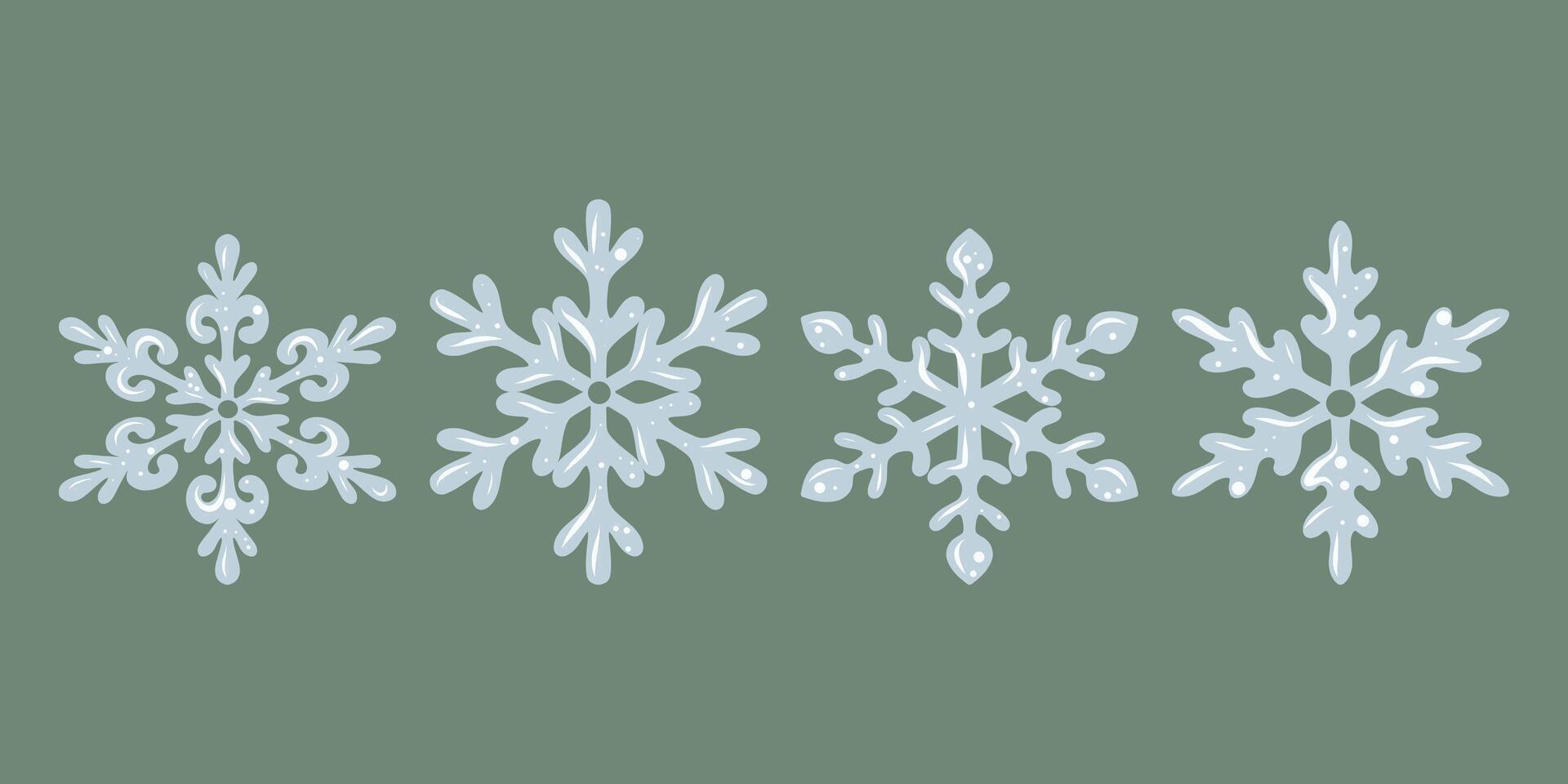 Snowflake Collection, Snowflake Set, Frost Ornament vector
