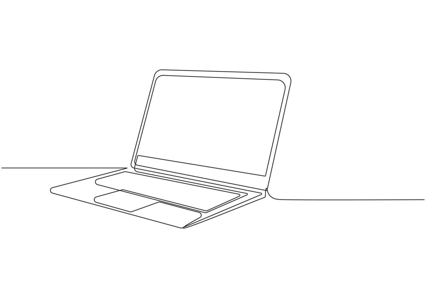 Laptop Continuous Line Art Open Notebook Computer, Single Line Drawing vector
