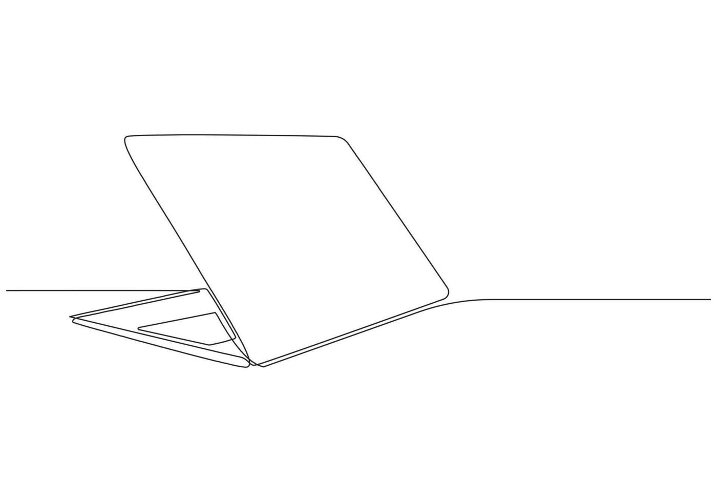 Laptop Continuous Line Art Open Notebook Computer vector
