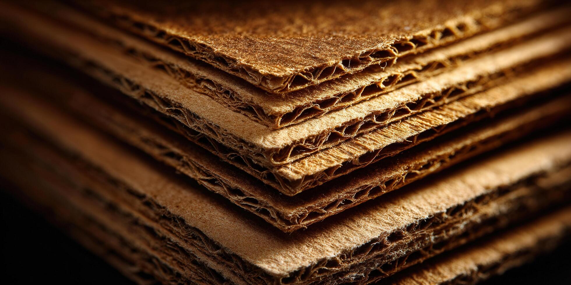 A close-up of a stack of cardboard sheets, showing their textured surface and layers. photo