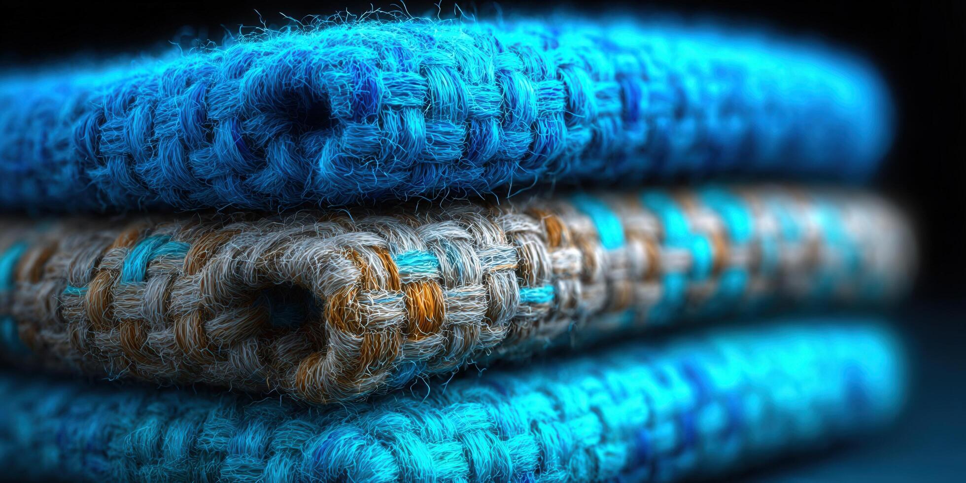 A close-up shot of three knitted layers with detailed patterns and textures. photo