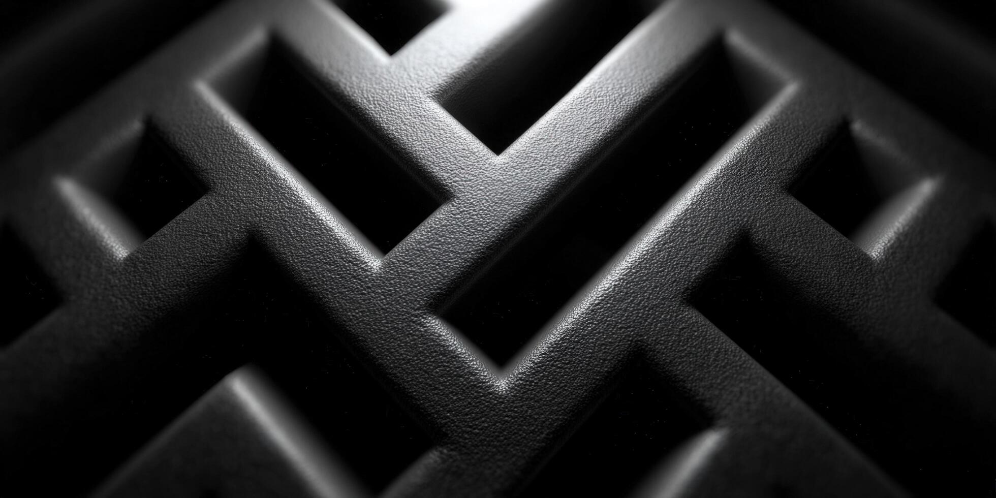 A dramatic close-up of a geometric pattern with contrasting shadows and textures. photo