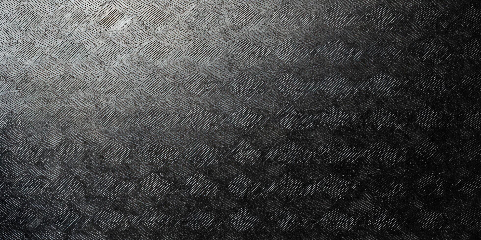 A textured, dark metal surface with an interwoven, repeating geometric pattern. photo