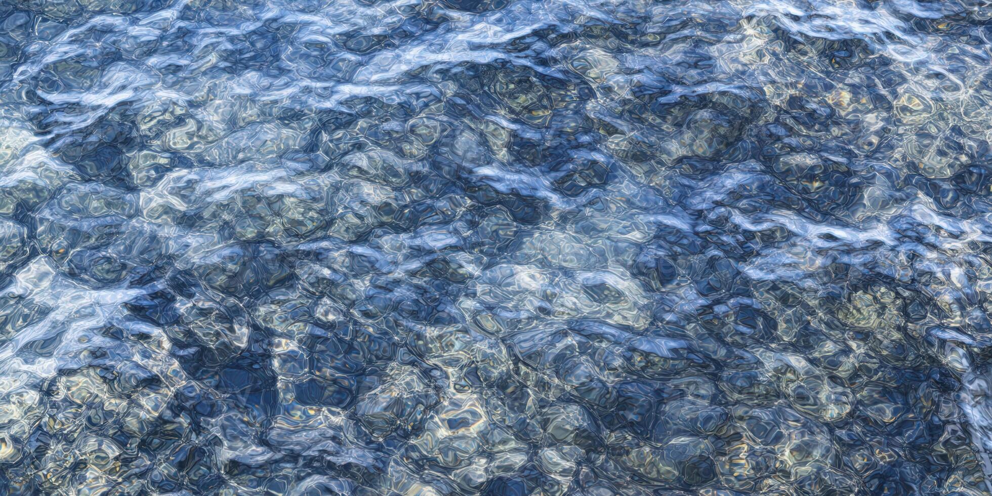 An abstract view of blue water, with ripples and light reflections creating texture. photo