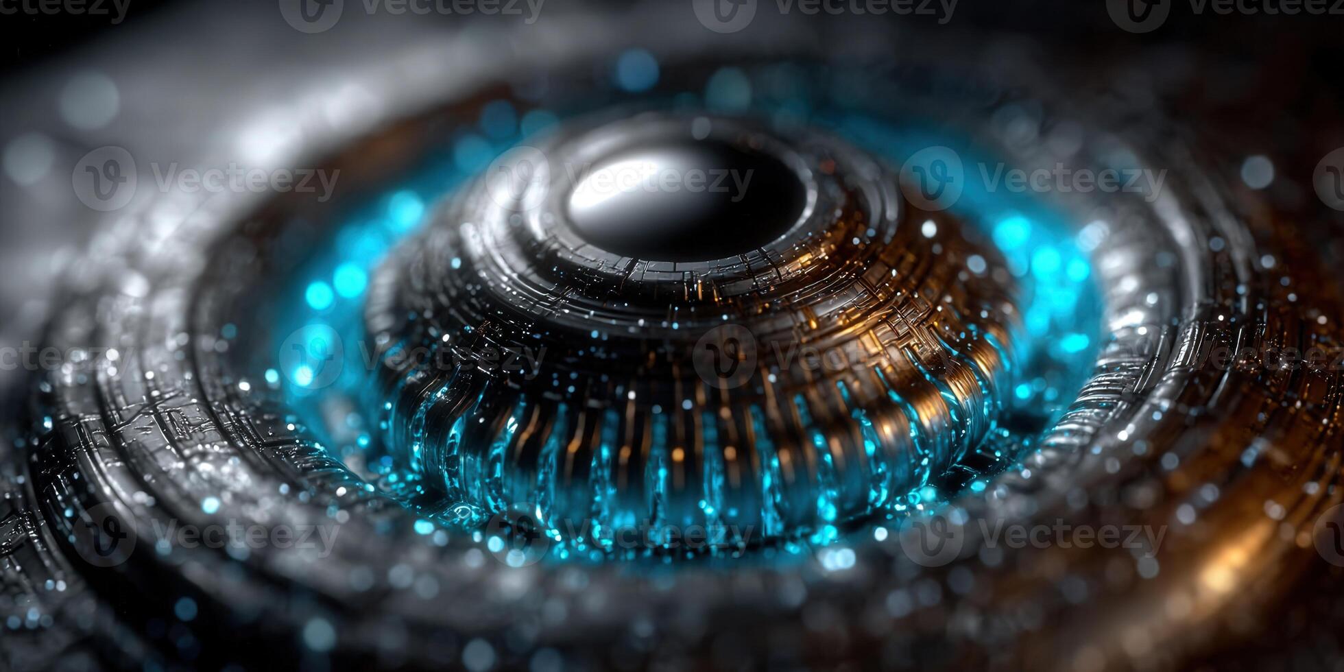 Intricate design of a futuristic, glowing technological structure with detailed textures and patterns. photo