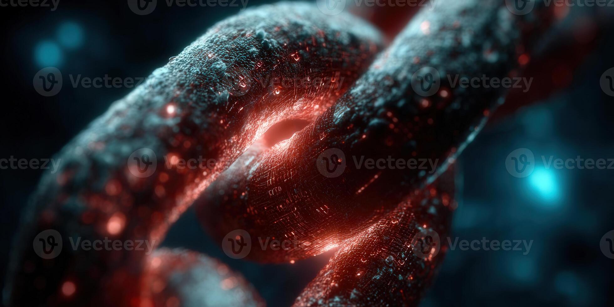 An abstract image of a glowing chain symbolizing digital security and technological connections. photo