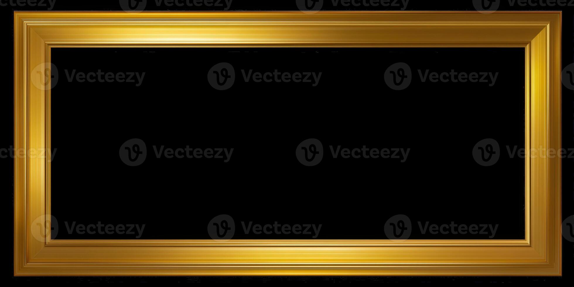 An elegant golden frame on a black background, perfect for displaying artwork or photos. photo