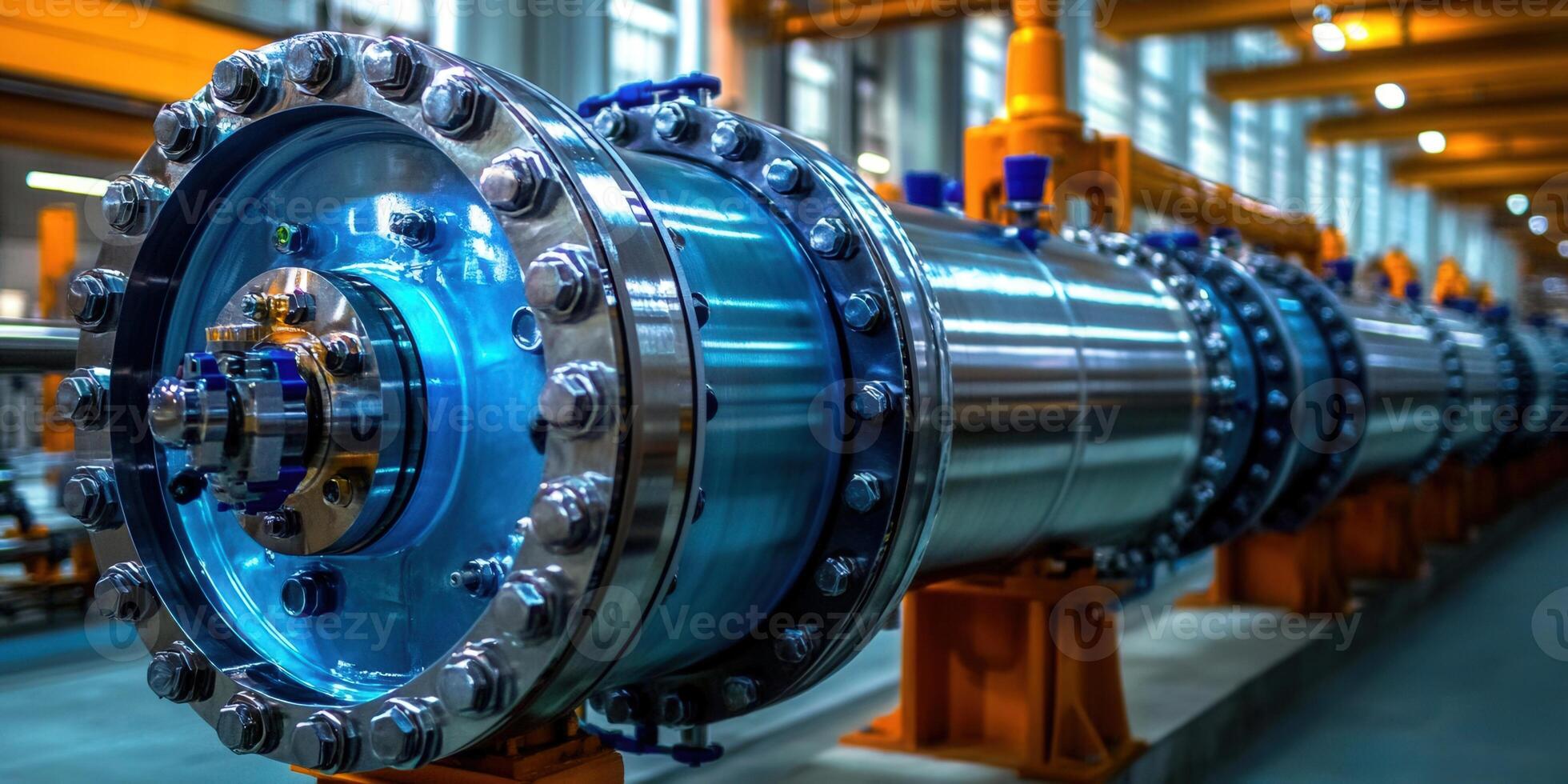 Intricate metallic machine part highlighted in a factory setting, showcasing industrial design and engineering. photo