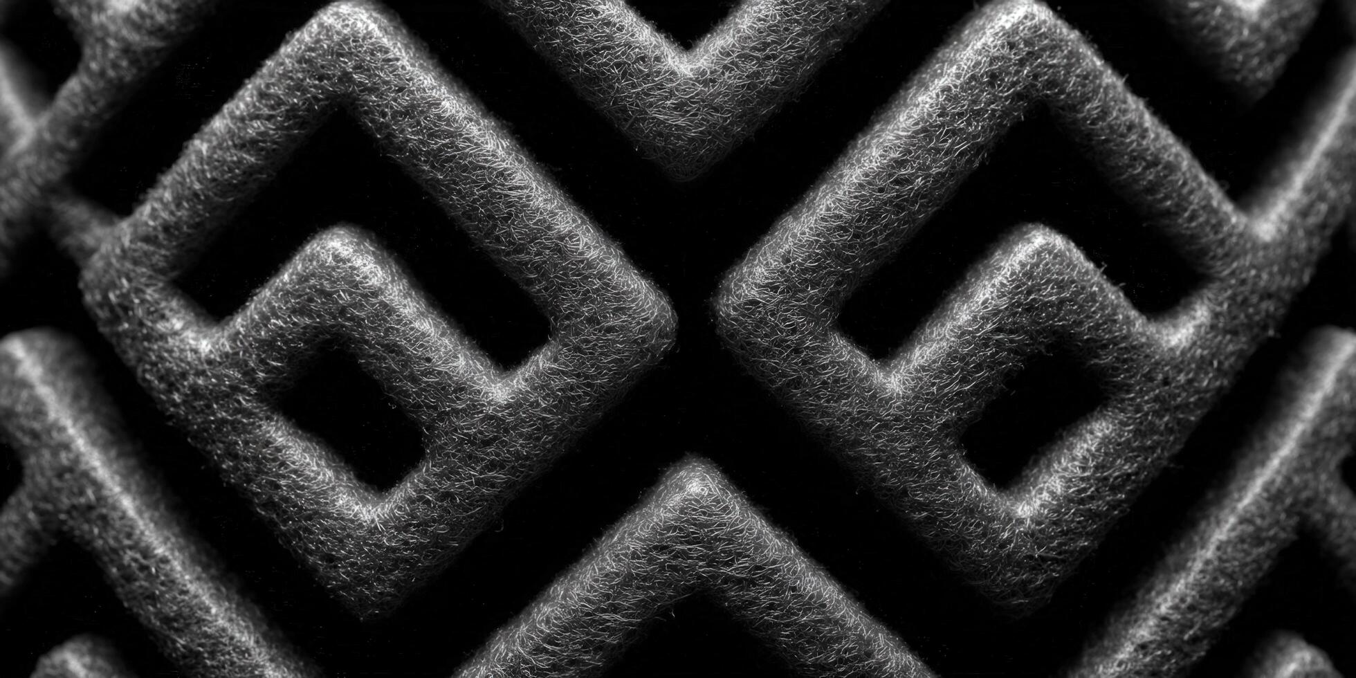 This intricate pattern features a repeating square design with a textured surface and elegant details. photo