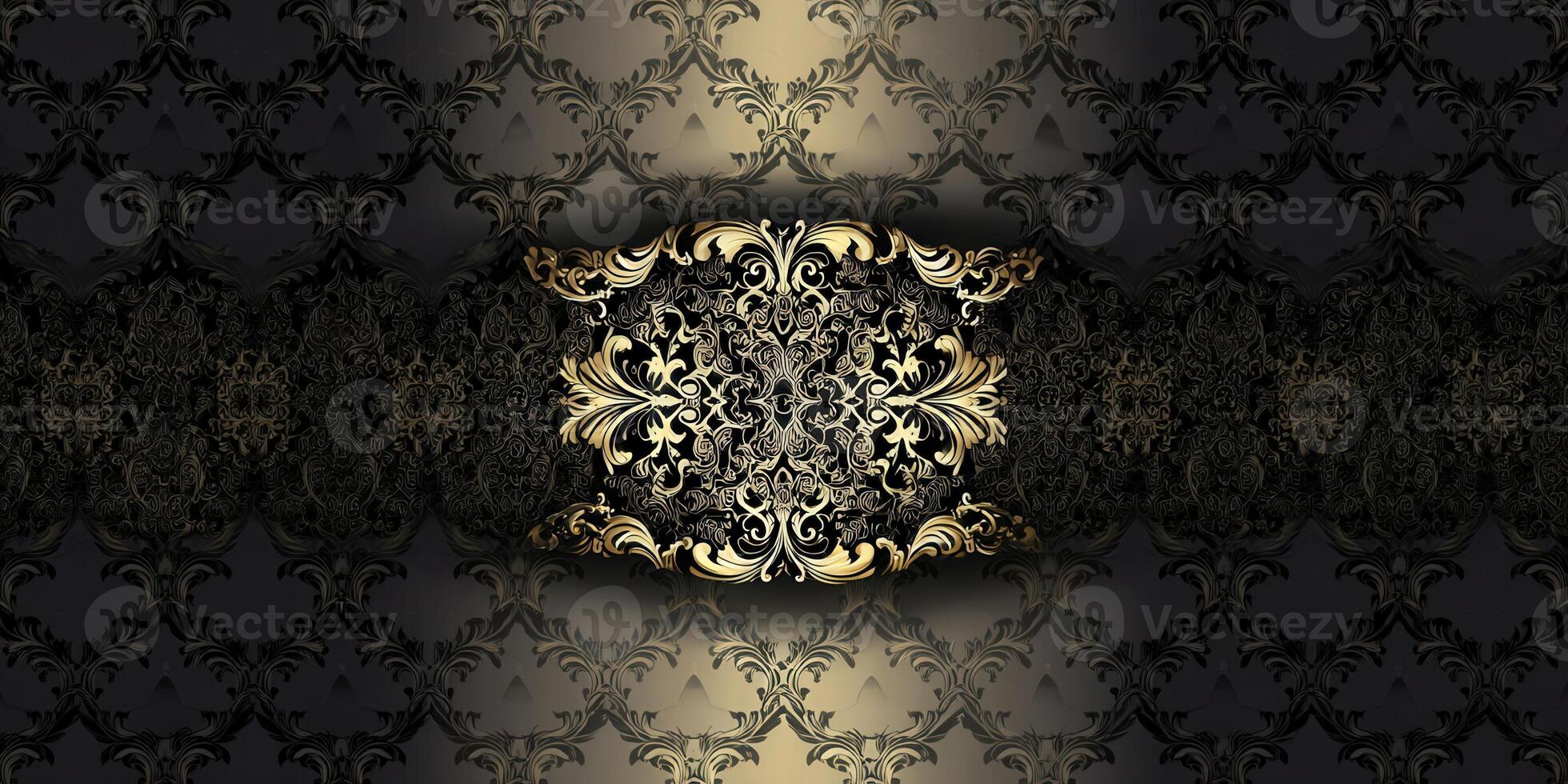 A luxurious background with ornate gold and dark patterns, perfect for adding elegance to any design. photo