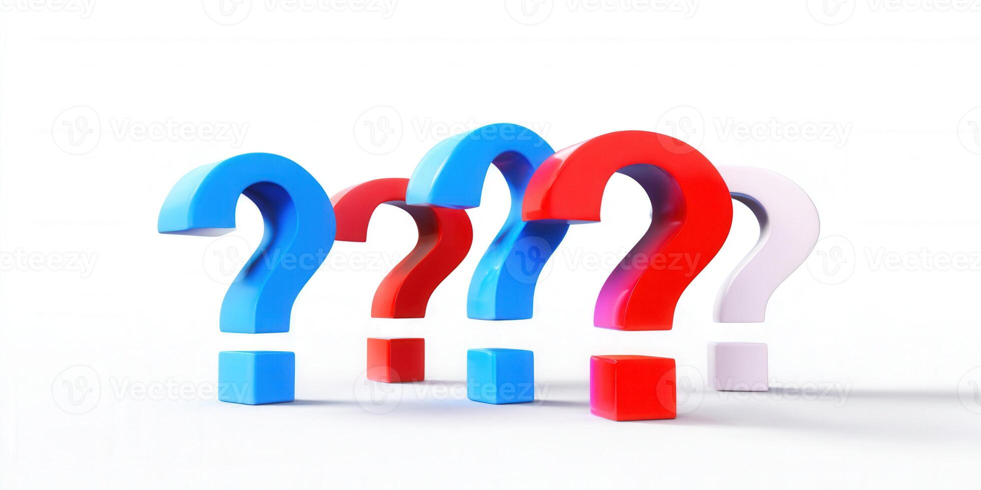 A vibrant composition of colorful question marks representing curiosity and seeking answers. photo