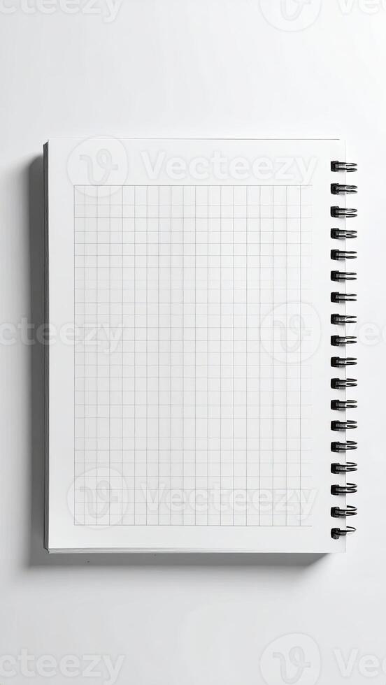 Empty grid notebook, top view photo