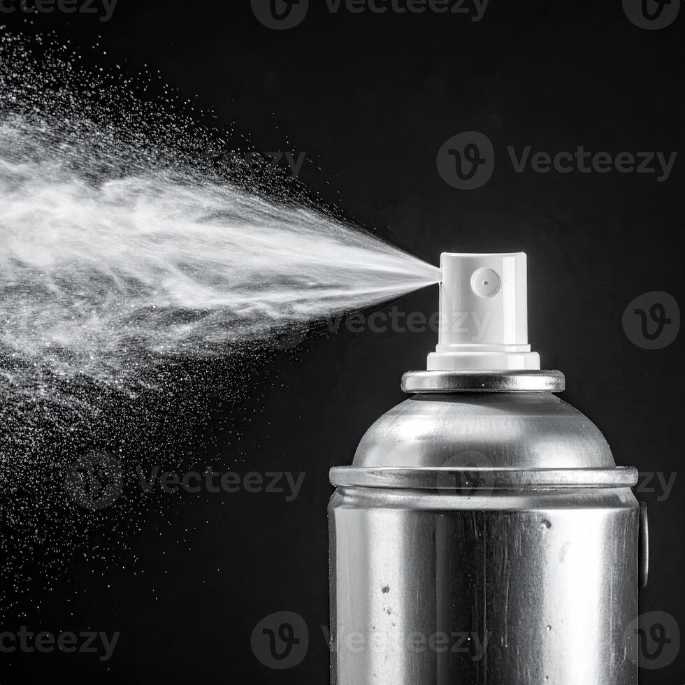 Spray can dispensing a fine mist photo