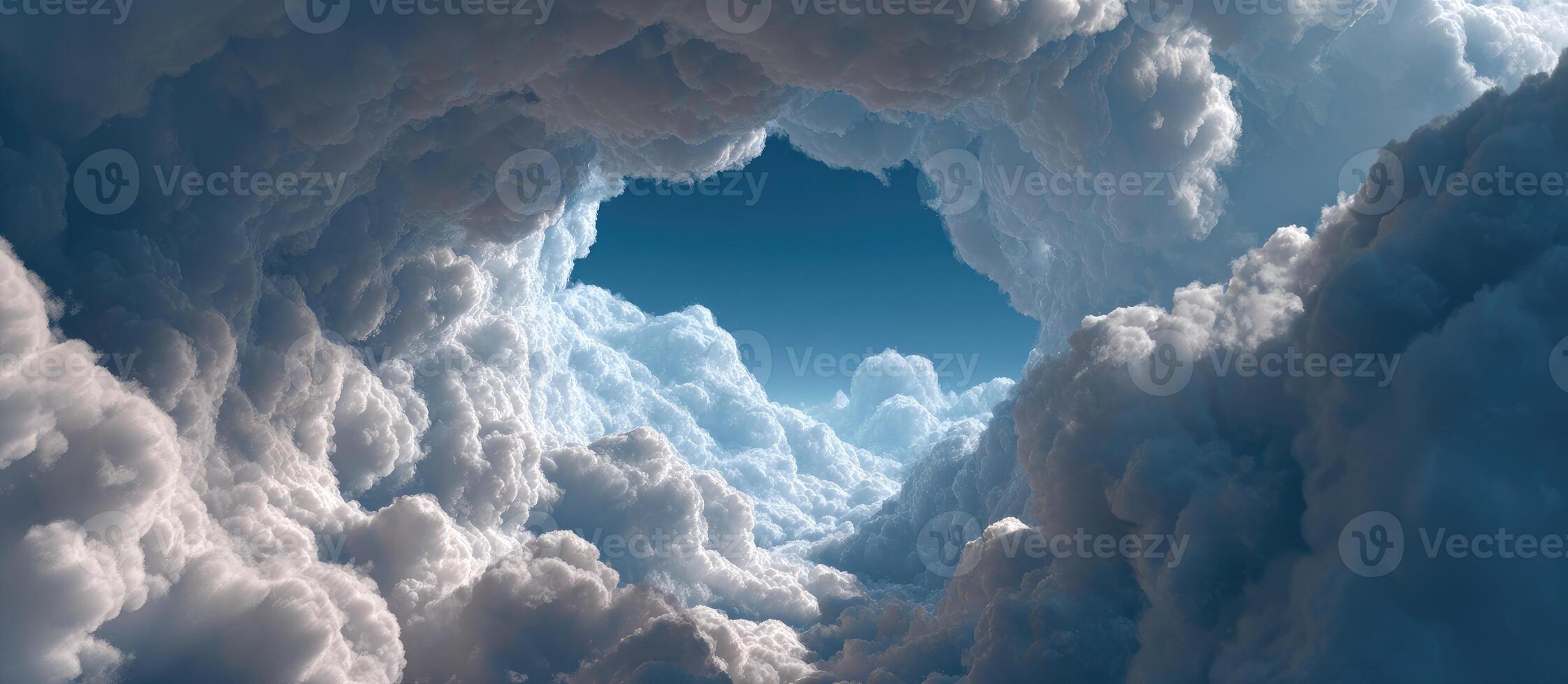 Clouds and sky with a hole in the middle photo