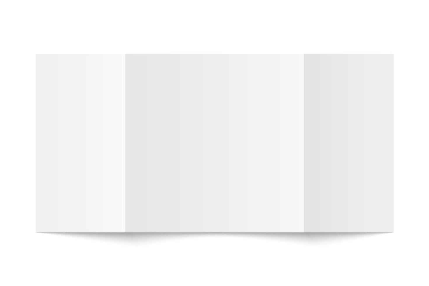 white blank vertical three panel gate fold opened on white background. Trifold, leaflet, brochure, booklet, flyer or invitation card mockup. Mock up back side isolated. vector