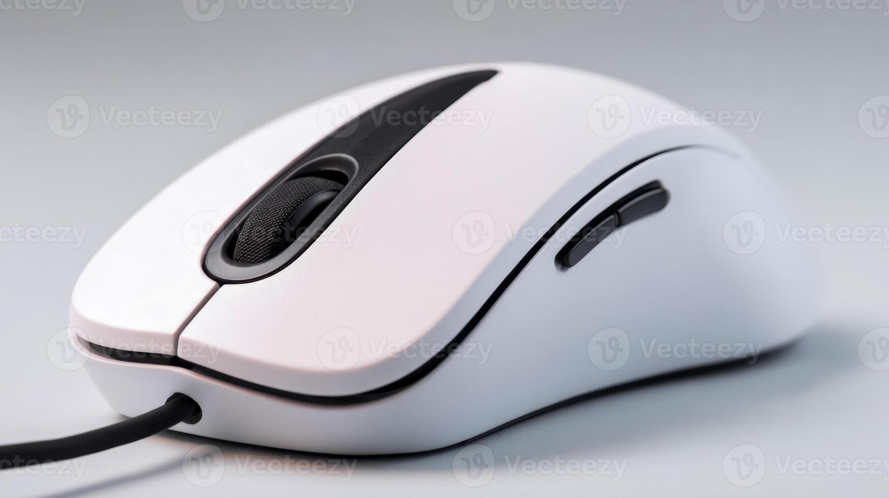 Modern wireless computer mouse with ergonomic design and multiple control buttons photo