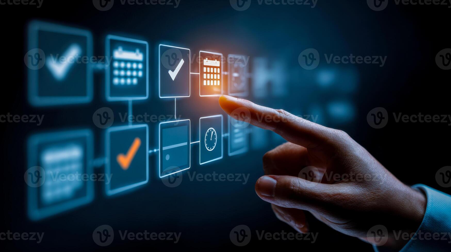 Digital task management interface with checkboxes and calendar icons photo