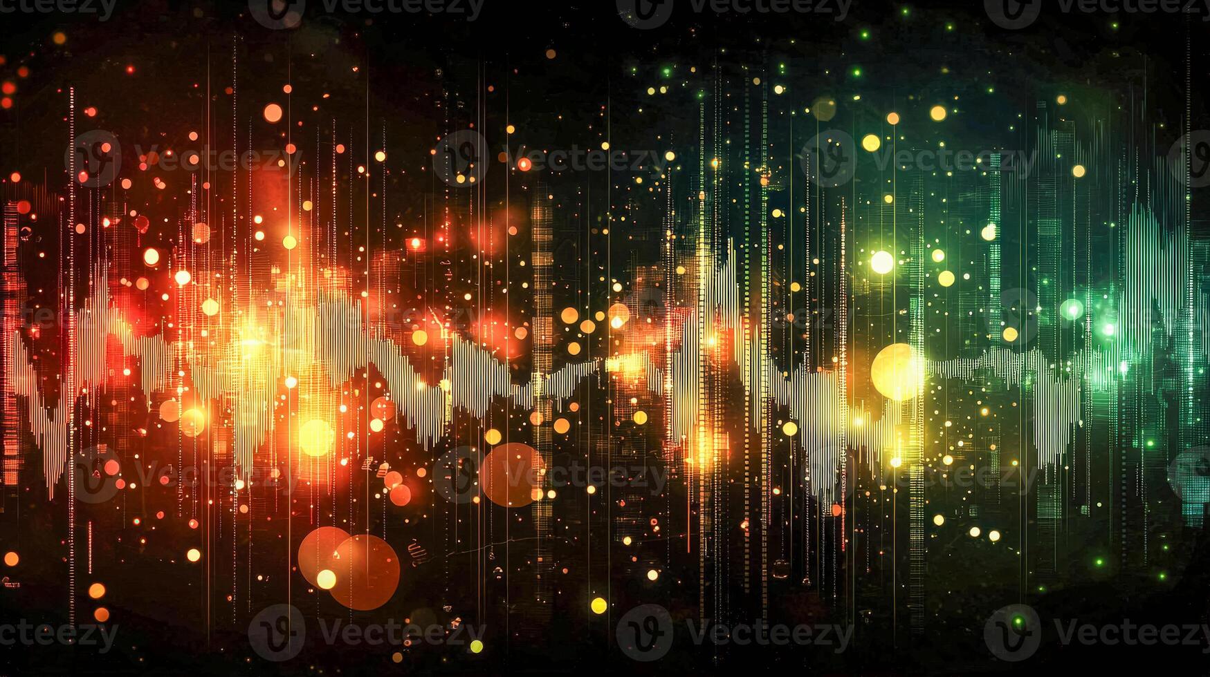 Digital sound wave with colorful abstract light effects and bokeh backdrop photo