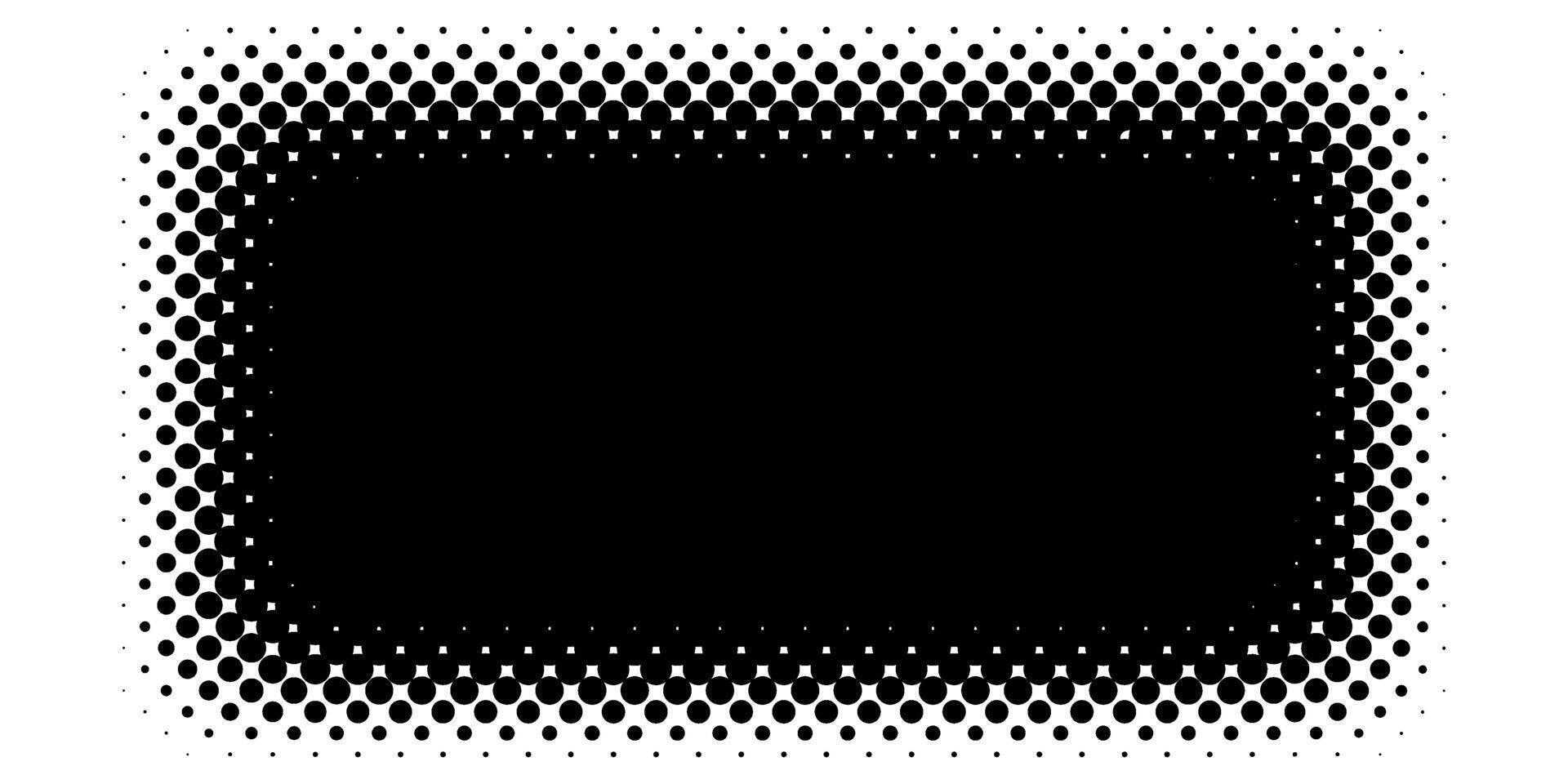 Black rectangular frame with halftone dots on a white background vector