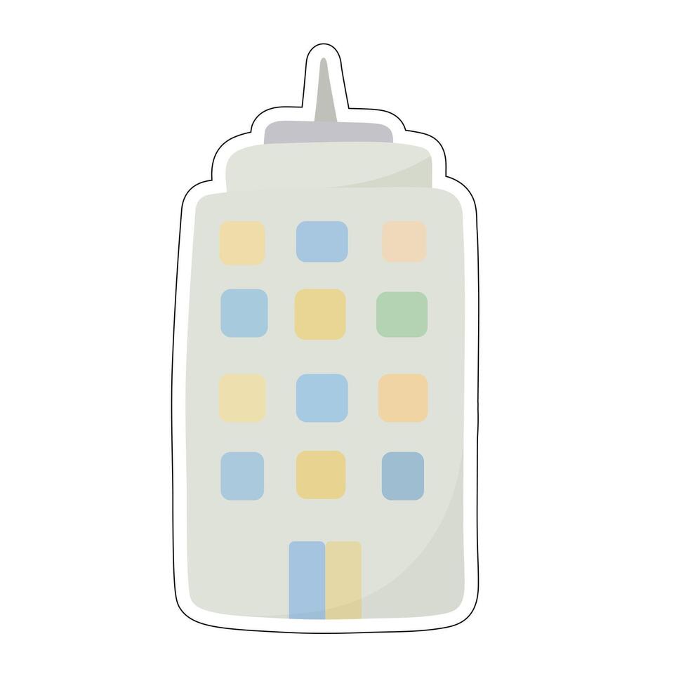 Cartoon-style office building icon with colorful windows for urban, business, and architecture themes vector