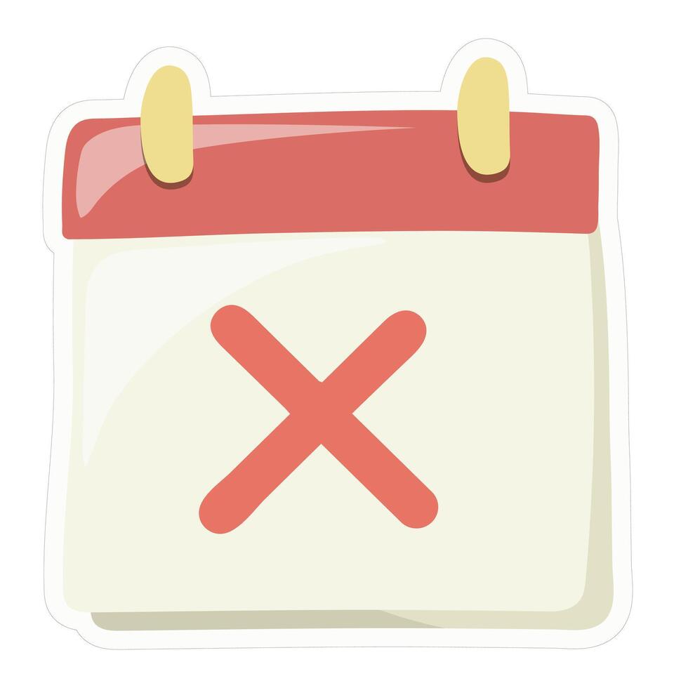 Calendar Page with Red X -Flat Icon for Deadline, Cancellation, Event Reminder, or Important Date vector