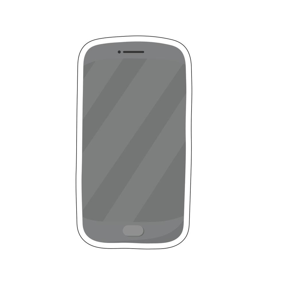 Smartphone icon with dark screen and home button for mobile tech, communication, and app design vector