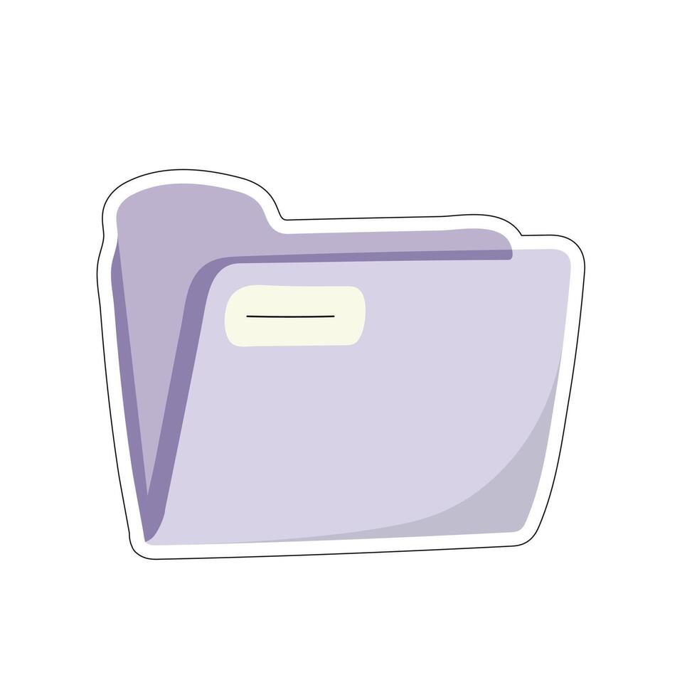 Purple file folder icon with label tab for document storage, organization, and office illustration vector