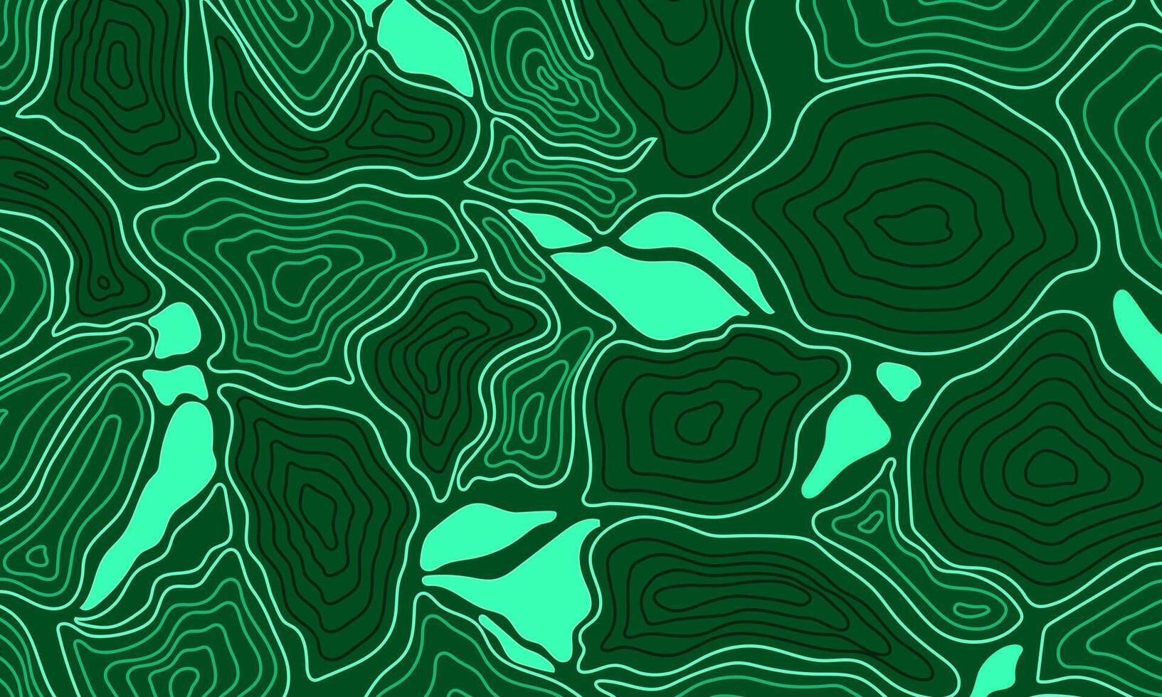 Abstract topographic map pattern in green tones. contour lines in various shades. vector
