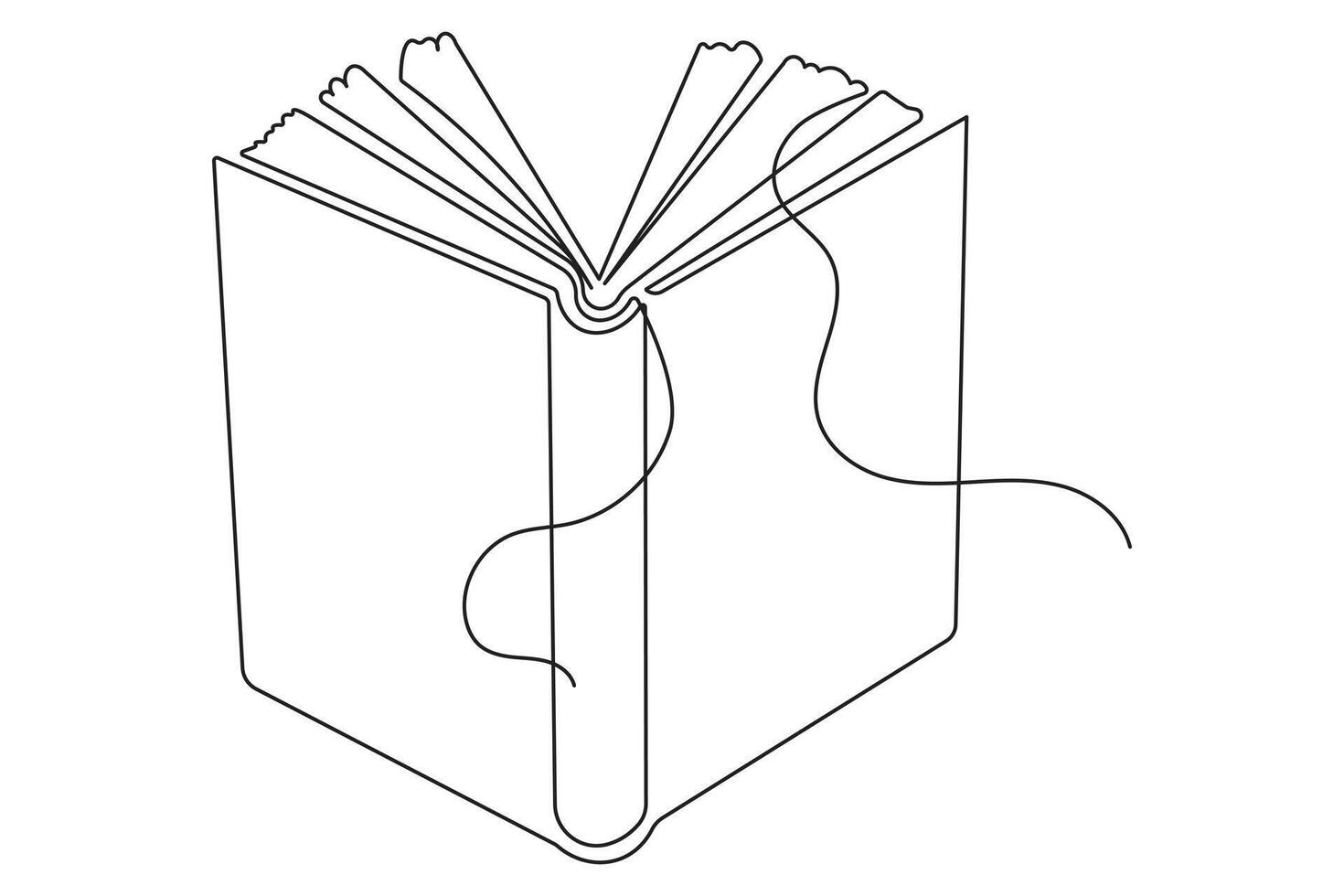 Open book with flying pages icon minimalist continuous one line drawing abstract art vector