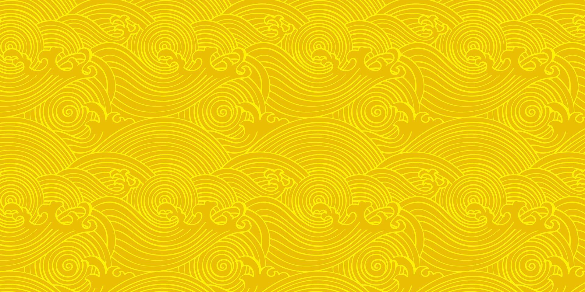Seamless yellow wave pattern with abstract swirl design. vector