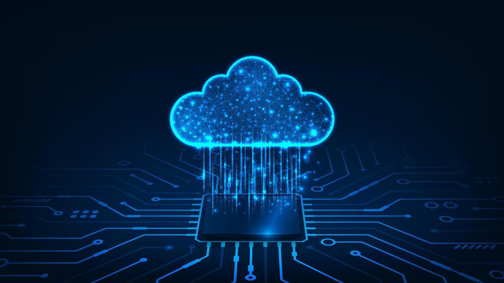 Cloud computing with microchip illustration vector
