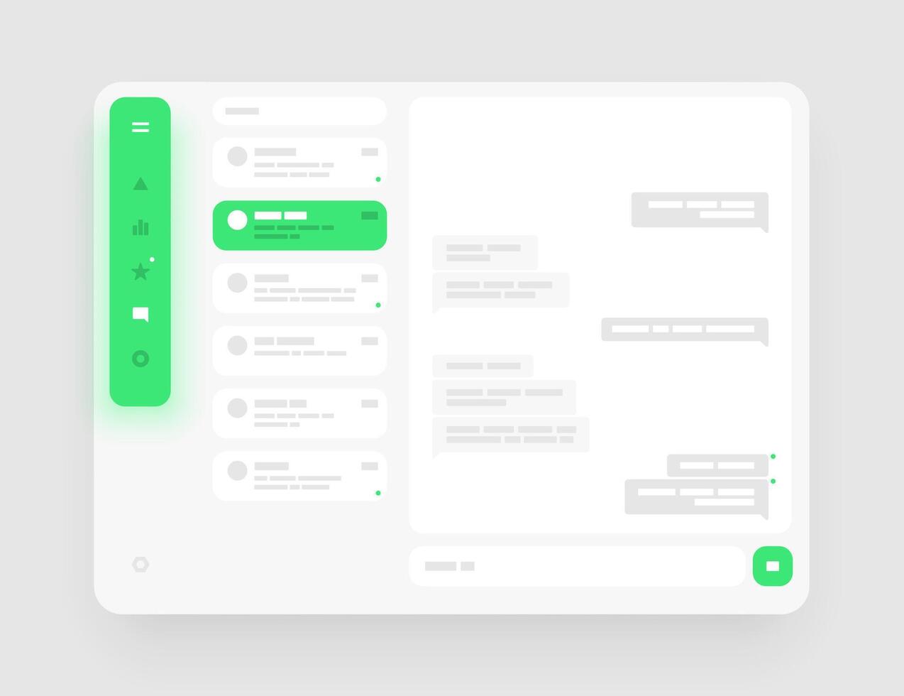Concept for chat, social media, online messenger kit. Dashboard UI and UX Kit design. Wireframes screens. vector