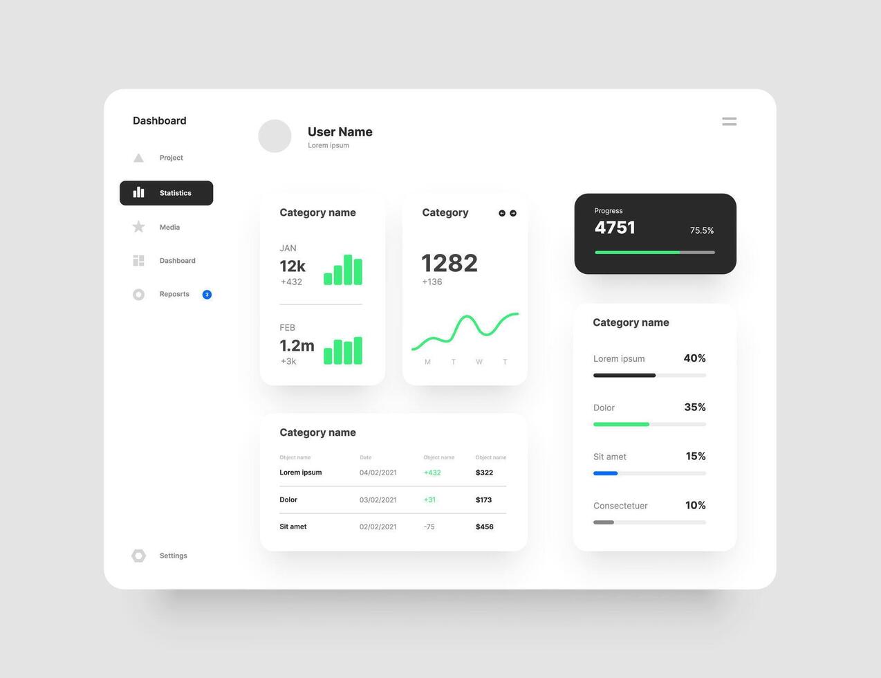 Dashboard design with Desktop app with UI. Use for web application or website. vector